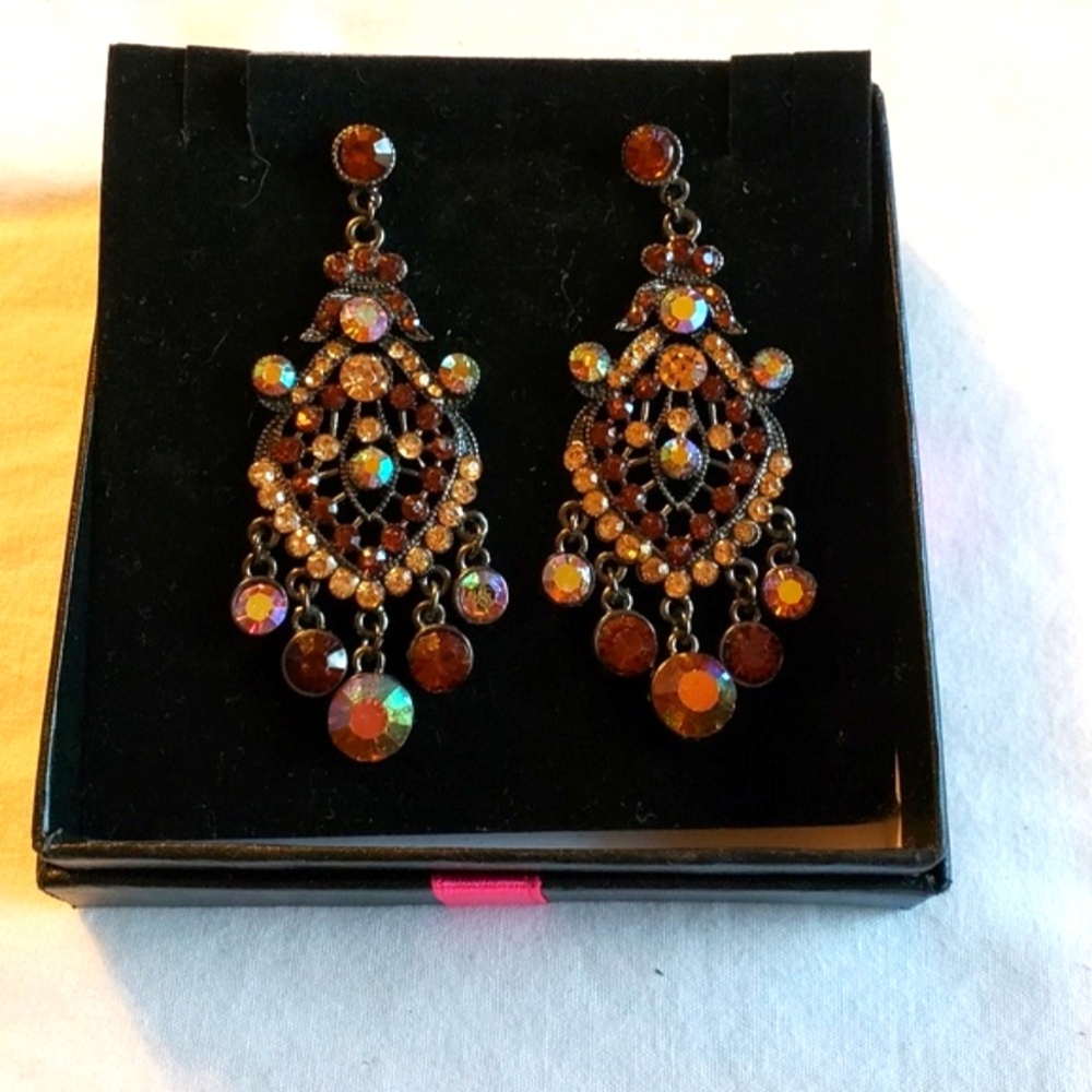 Shimmering Brown Chandelier Earrings